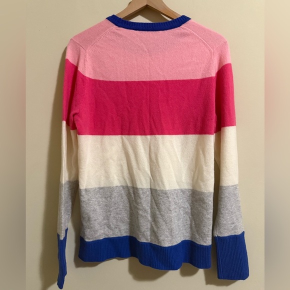 Lark & Ro Womens Cashmere Colorblock Pullover Crewneck Sweater Top Large Pink - Picture 5 of 6